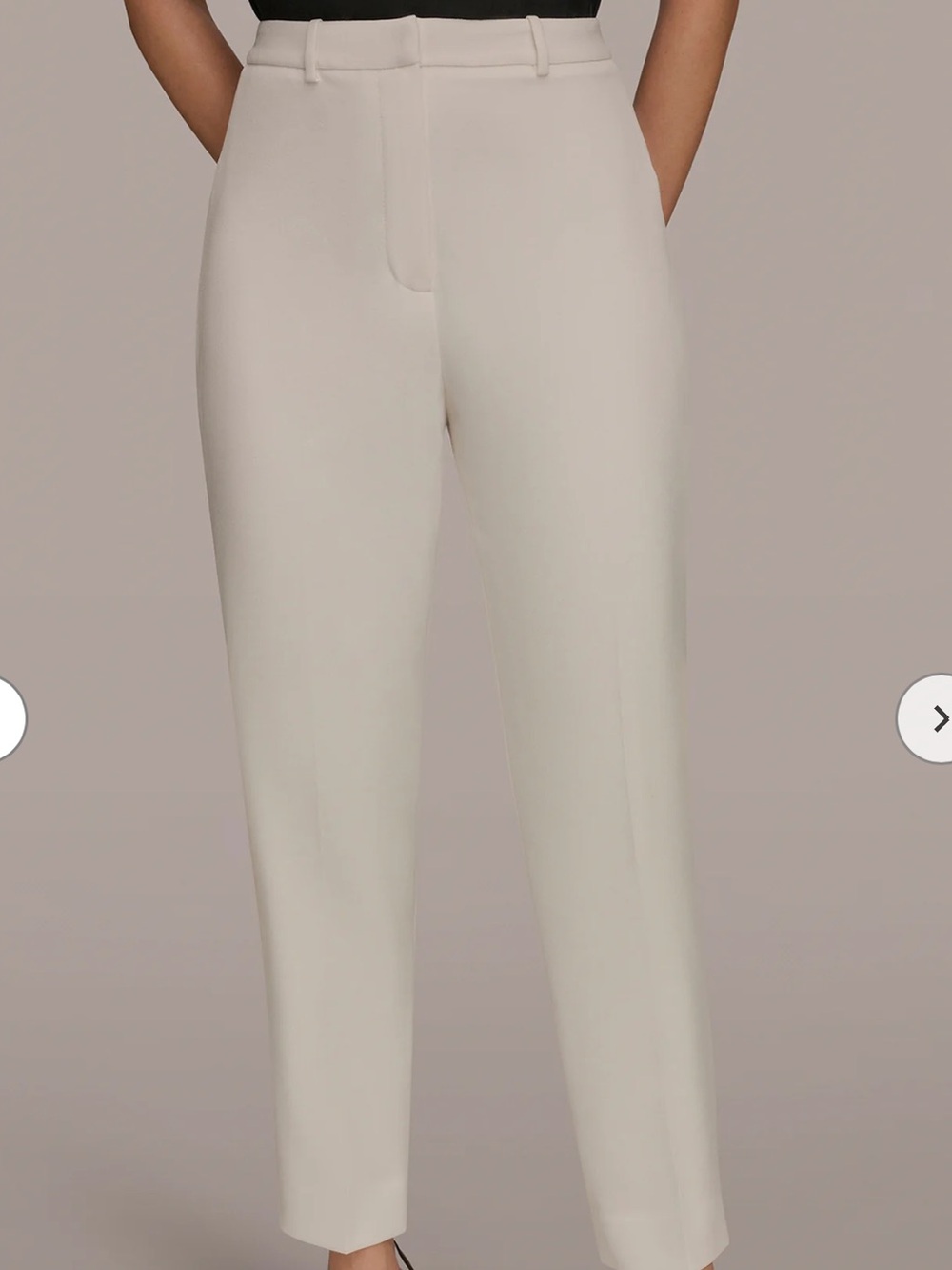Donna Karen Tailored High-Rise Straight Leg Crop Pants in Cream Sz 6